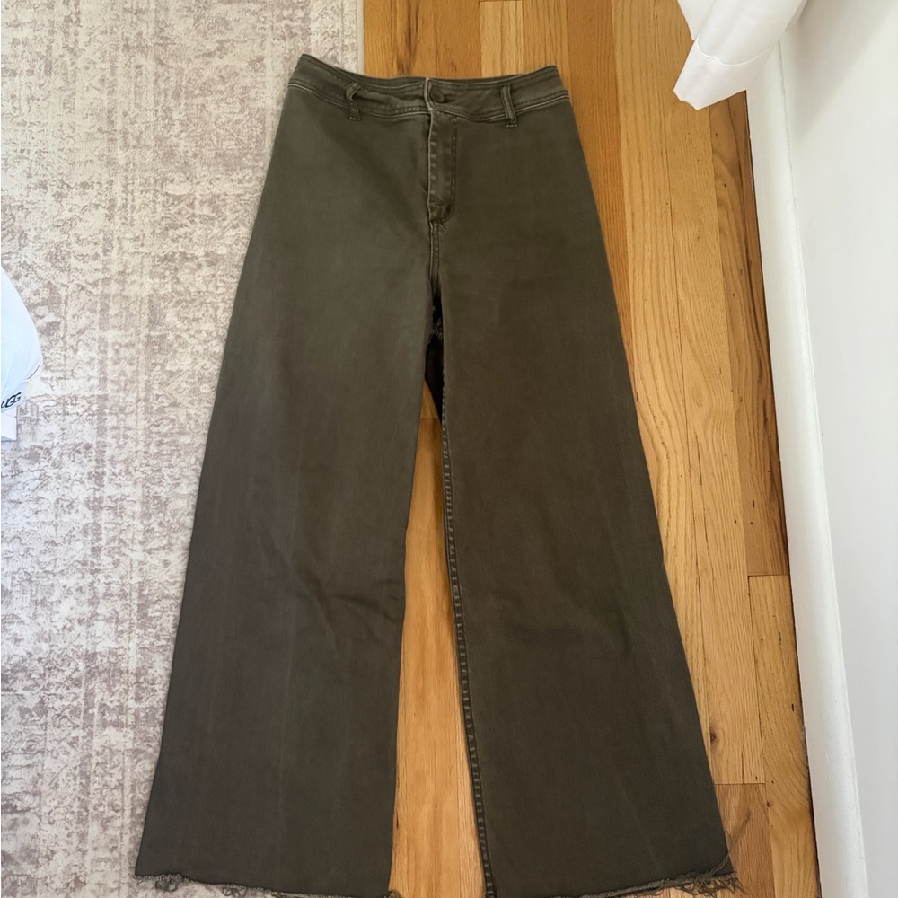 High-Rise Wide-Leg Women's Jeans in Olive